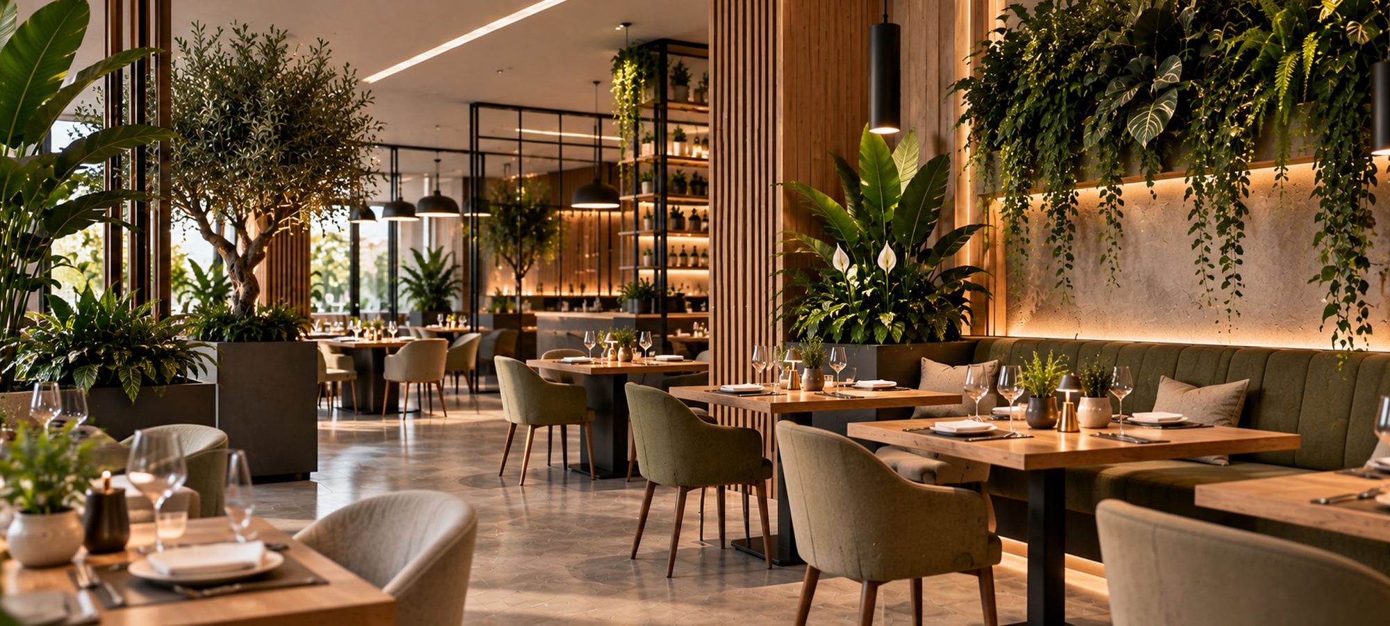 Zelenilo i biljke u interijeru restorana — Le Papillon, Zagreb